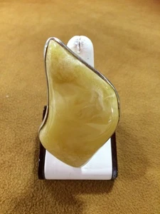 Sterling Silver .925 ~ Baltic Butterscotch Amber ~ Large Adjustable Ring Size 8 - Picture 1 of 12