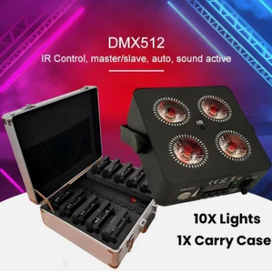 10pc+case/LED Par Light Battery Uplight Wireless Par Event Party Lighting 4x12w - Picture 1 of 8