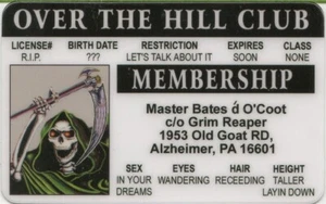 Over The Hill Club Mitgliedschaftsausweis Gag Geschenk KOSTENLOSER VERSAND - Bild 1 von 1