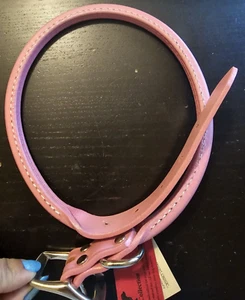 Auburn Leathercrafters Rolled Pink Leather Dog Collar Made in USA 26" - Picture 1 of 3