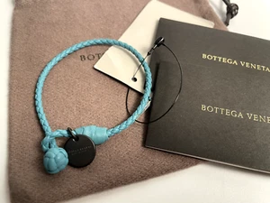 New Bottega Veneta Intrecciato Bracelet Leather Aqua Size M - Picture 1 of 1
