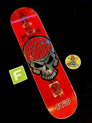 RARE Geoff Rowley Red Skeleton Foil Skull FLIP Skateboard Deck Pro Model - Image 1 of 4