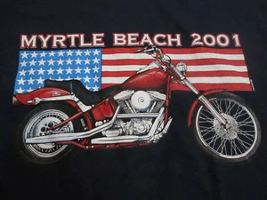 Myrtle Beach 2001 Spring Rally XL T-Shirt Black 100% Cotton Fruit of the Loom - Picture 1 of 5