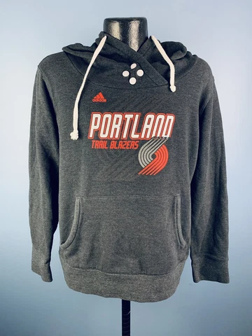Men’s Adidas NBA Portland Trail Blazers Black Polyester Hooded Sweatshirt Medium Cover