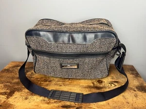 Vintage Jordache Brown Tweed Carry On Luggage Shoulder Bag Tote - Picture 1 of 12