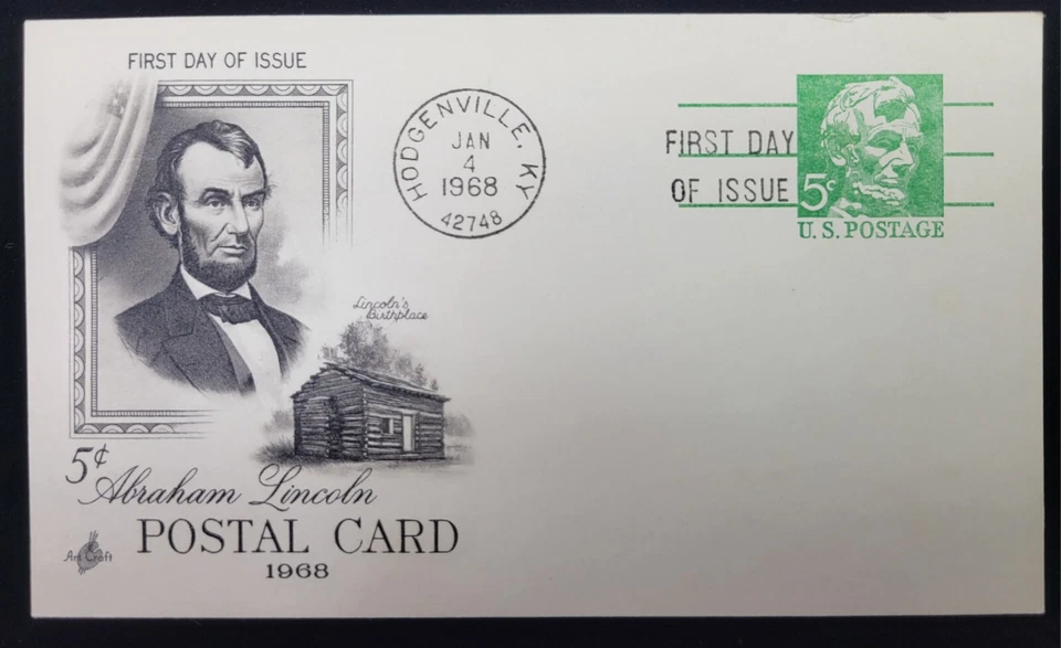 First Day Of Issue - Abraham Lincoln - Postcard & Stamp  - Image 1 of 1