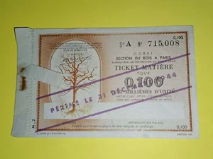 Monnaie Matières - CARNET DE TICKET MATIERE Incomplet pour 0.100 unité 1944 - Imagen 1 de 4