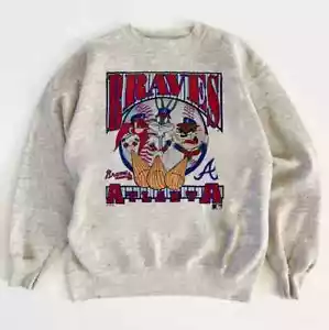 Vintage Looney Tunes Atlanta Braves Sweatshirt, MLB Baseball AN32364 - Picture 1 of 2