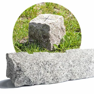 Schicker Mineral Granit Grenzstein 10-12 x 10-12 x 50-55 cm mit Kreuz 40 Steine - Bild 1 von 3