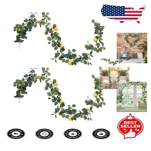 Realistic 6.5 Ft Artificial Eucalyptus & Lemon Garland - Perfect for Weddings - Picture 1 of 9
