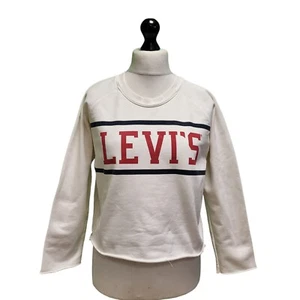 Levi's Spell Out Sweatshirt Cotton White L/Sleeve Women's XL 14 Eu 42 - Picture 1 of 9