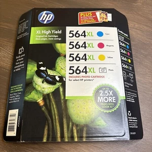 Genuine HP 564XL Tricolor 4 Pack, Cyan, Magenta, Yellow, Photo Sheets Envelopes - Picture 1 of 7
