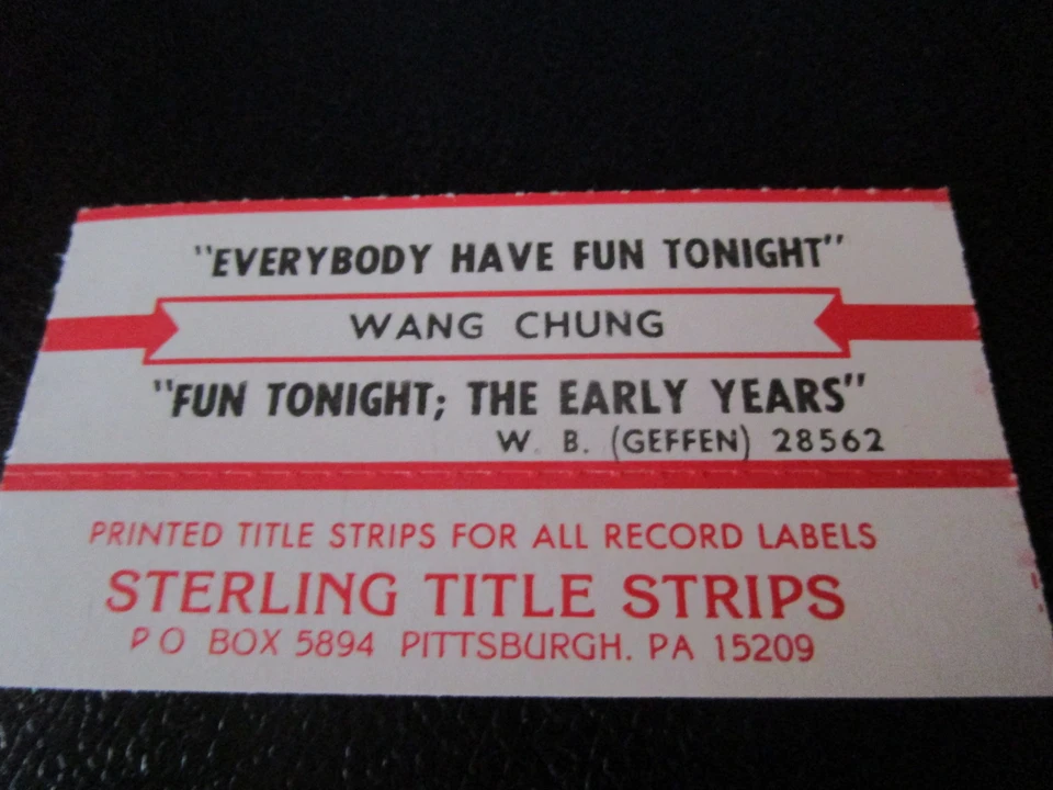 Jukebox Title Strip WANG CHUNG Everybody Have Fun Tonight  - Image 1 of 1