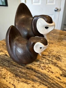 Set 2 Vintage Mid Century Brayton Laguna Masked Brown Wood Tone Ceramic Ducks - Picture 1 of 10