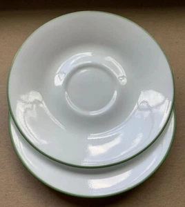 2 Replacements White & Green Trim Corelle by Corning Tea Saucers Plates EUC - Picture 1 of 8