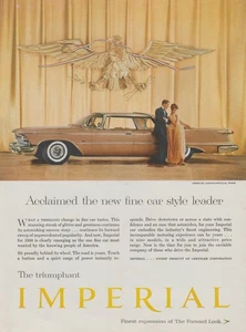 1958 Chrysler Imperial -"The New Fine Car Style Leader"- Couple - Print Ad Photo - Picture 1 of 1