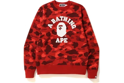 A BATHING APE BAPE Color Camo College Crewneck Red New Authentic Size XL JAPAN - Image 1 of 4
