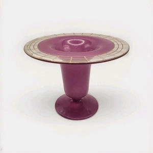 Westmoreland Glass Charles West Purple Cased Web Open Compote 7.5" T 9.5" D - Picture 1 of 8
