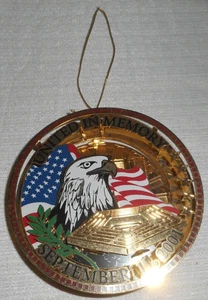 United in Memory SEPTEMBER 11 2001 Christmas 3-D Ornament American Flag & Eagle - Picture 1 of 10