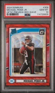 PSA 10 2024 Panini Donruss Rookie Michael Penix Jr. Optic Preview Red Wave Prizm - Picture 1 of 2
