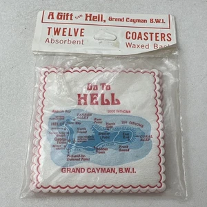 Vintage Go to Hell Grand Cayman BWI Untersetzer Geschenk Souvenir - Bild 1 von 4