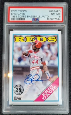 2023 Topps Eric Davis 1988 Topps Baseball Auto PSA 8 - Image 1 of 2