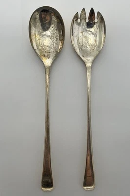 E.P.N.S. Juego de tenedor y cuchara para servir ensaladas plateado de 9" hecho en Inglaterra vintage Foto 1 de 3