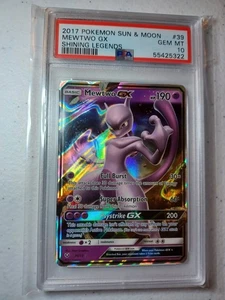 PSA 10 Gem Mint Pokemon Mewtwo Gx Shining Legends Sun Moon #39 Full Art English - Picture 1 of 2
