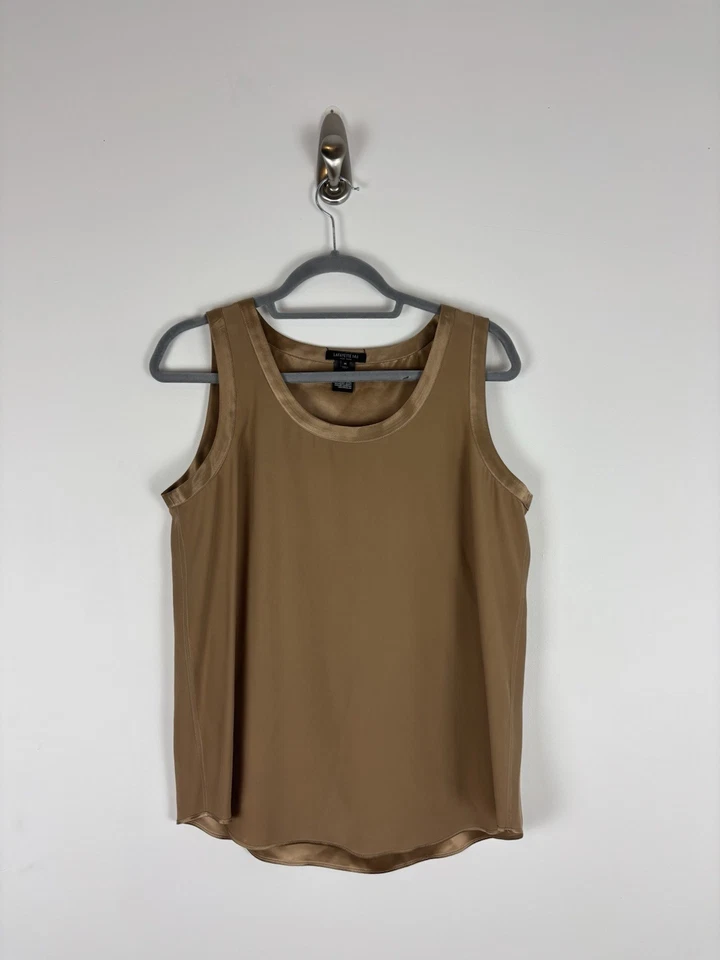 Camiseta sin mangas de seda Lafayette 148 talla mediana marrón sin mangas ligera reversible Foto 1 de 4