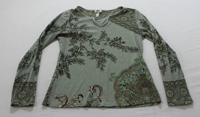 Blusa para mujer Jill pequeña floral con estampado de flores de cachemira JK5 verde talla SP Foto 1 de 3