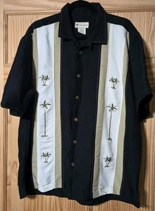 Havana Jacks's Cafe Palm Tree Hawaiian Black. White Button Down Shirt Sz XXL - Picture 1 of 13