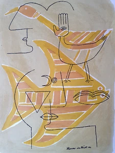 Lithographie orig Victor Brauner Art Brut Surrealiste Revue XXème siècle Mourlot - Imagen 1 de 3