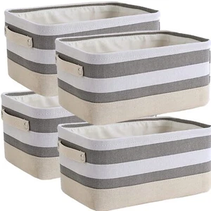 4 Pack Storage Baskets for Shelves, Fabric Closet Storage Bin with Handles, 1... - Picture 1 of 6
