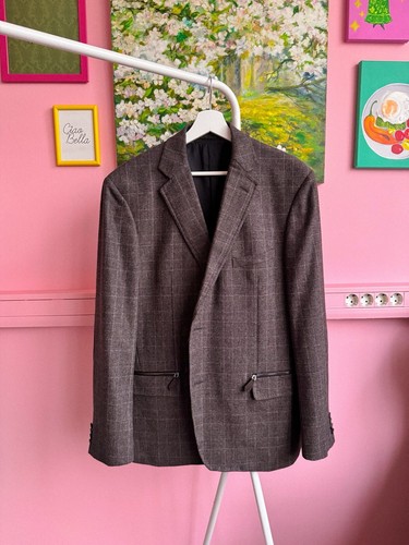 Blazer unisex LOEWE €3000 misto cashmere e lana dettagli vera pelle taglia L XL