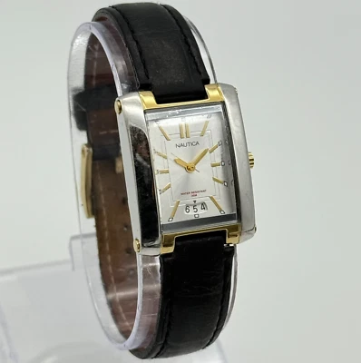 Reloj Mujer NATUICA Dos Tonos Todo Acero Inoxidable, Cuero Negro, 24mm, NO7527L Foto 1 de 4