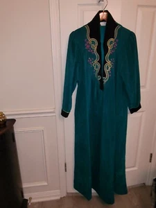 Vintage Vanity Fair Teal Fleece Zip Long Sleeve Robe Pockets - Picture 1 of 11