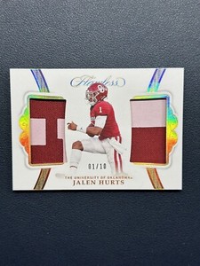 2020 JALEN HURTS PANINI FLAWLESS COLLEGIATE RC GOLD DUAL PATCH JALEN HURTS 1/10