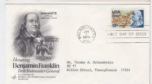 TurtlesTradingPost- Benjamin Franklin - 1976 #1690 FDC - Artcraft Cachet - Picture 1 of 1