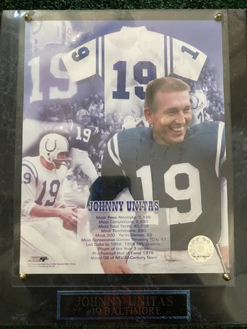 Johnny Unitas plaque Baltimore Colts New Cover