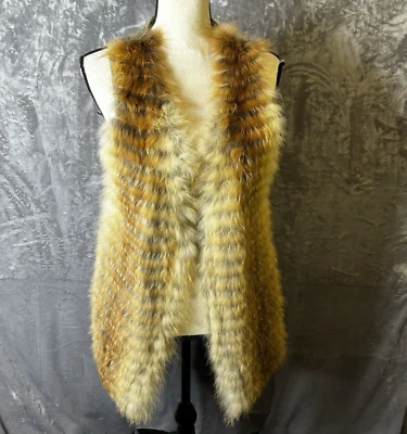 Dana Stein Tibetano Arena Piel de Zorro Suéter Chaleco Mediano Larga Línea Diseñador Mafia Esposa Foto 1 de 4