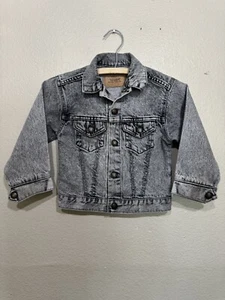 Vintage Little Levi's Stone Washed Denim Jacket Size 7 Gray / Black 80s USA Made - Picture 1 of 11
