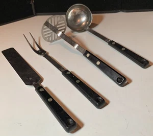 Vintage Set Of 4 EKCO FORGE Utensils: Ladle, Masher, Fork & Spreader - Picture 1 of 18
