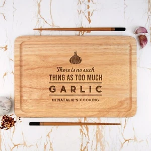 Personalised Wooden Rectangle Garlic Chopping Board Funny Cooking Gifts Him Her - Picture 1 of 22
