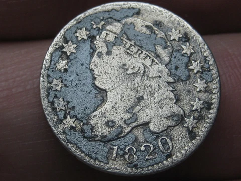 1820 Capped Bust Silver Dime- Large 0, VG/Fine Details Cover