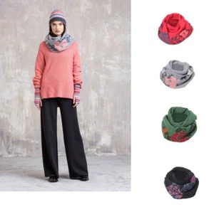 IVKO Bufanda Lana Lazo Coral Naranja Rosa Gris Piedra Flores 82548 - Imagen 1 de 7