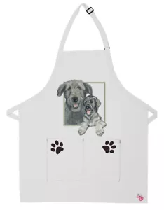 Irish Wolfhound Dog Apron Two Pocket Bib Apron with Adj Neck - Picture 1 of 1