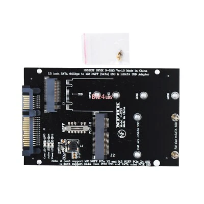 New 2 in 1 mSATA to SATA NGFF M.2 to SATA3 SSD Converter Adapter Card US SHIP - Image 1 of 4