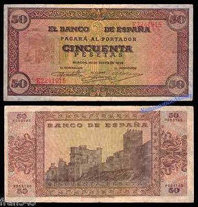 50 PESETAS 1938 Burgos BC / SPAIN Pick 112 F - Imagen 1 de 1