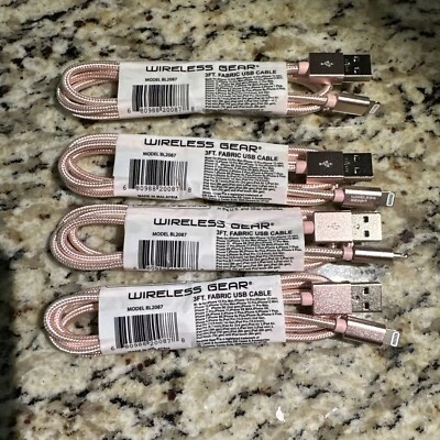 3FT Fabric Braided Charger Cable USB Data Sync FOR Apple iPhone iPad iPod Pink - Image 1 of 2