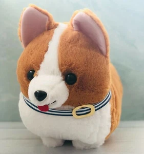 Corgi Dog Soft Stuffed Plush Toy Blue Leash AMUSE JAPAN D18.89" Dog Lover Gift - Picture 1 of 8